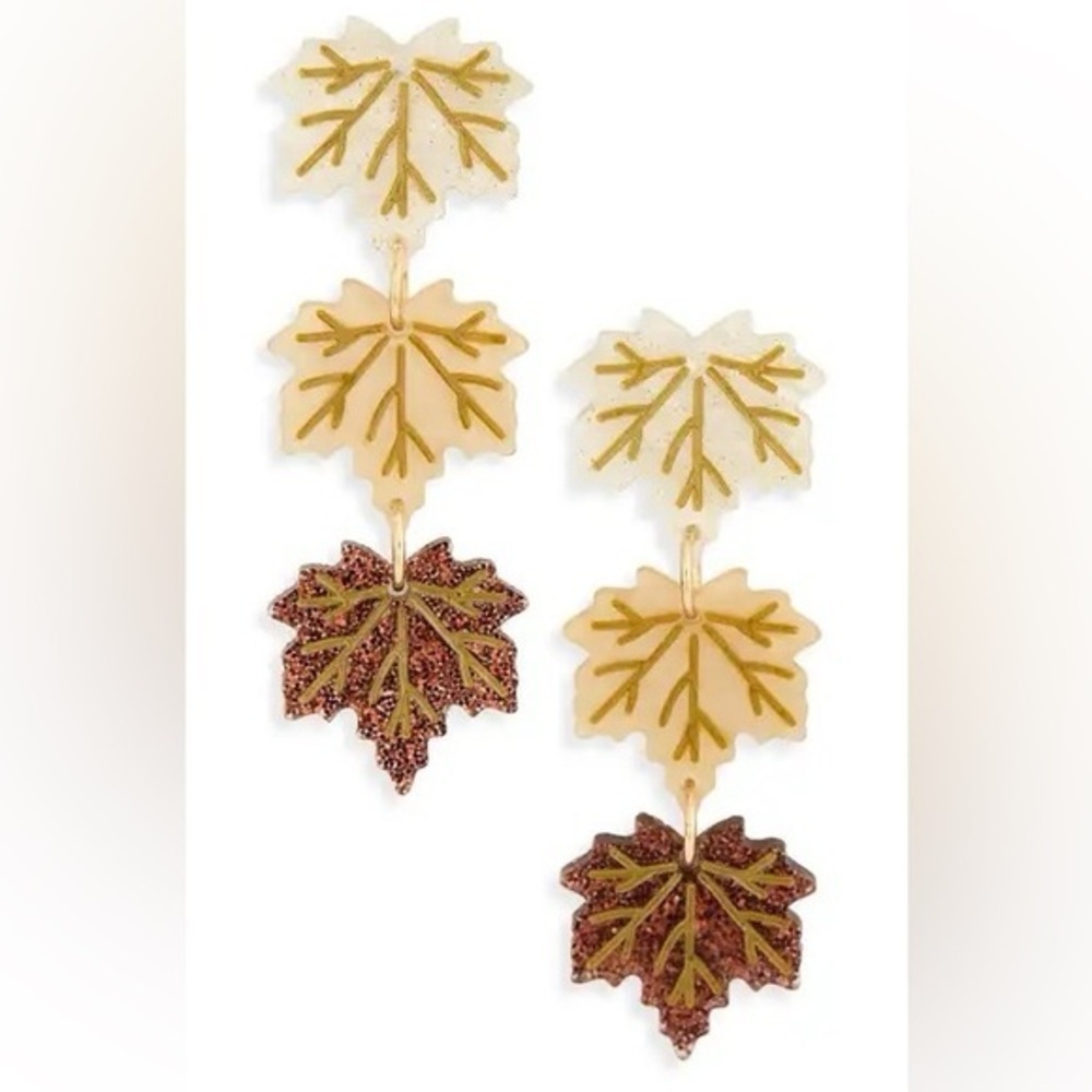 Leith Gold and Brown Leaf Earrings